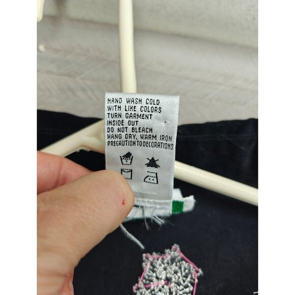 Vtg Quacker Factory Black Velvet Embroidered Snowman Snowflake Shirt Jacket 3X - Picture 5 of 8